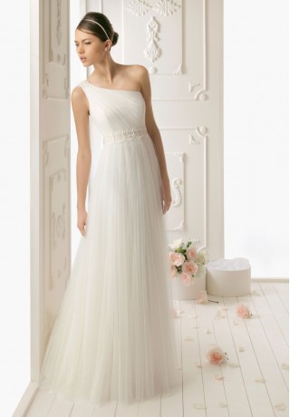  Taffeta One-Shoulder Mermaid Simple Wedding Dress